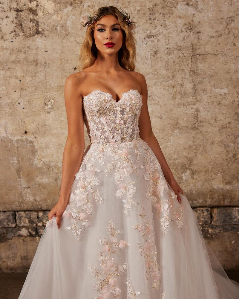 122237 light pink wedding dress with pockets and off the shoulder straps5